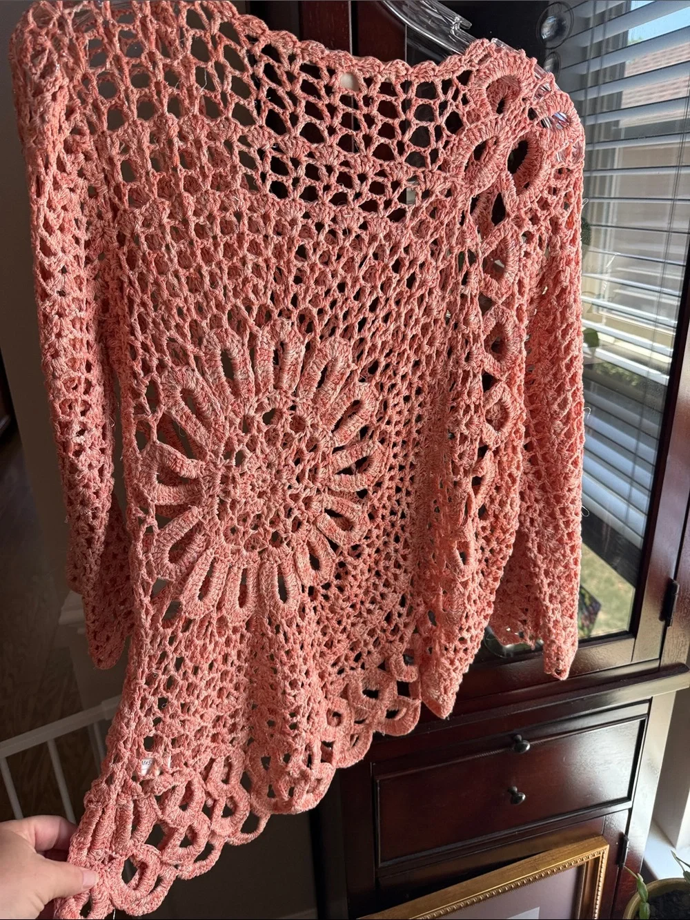 Boston Proper Peach Crochet Openwork Top - Picture 5 of 5